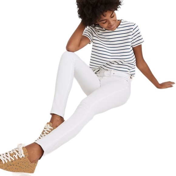 MADEWELL 10" High-Rise Skinny Jeans in Pure White - Picture 4 of 13